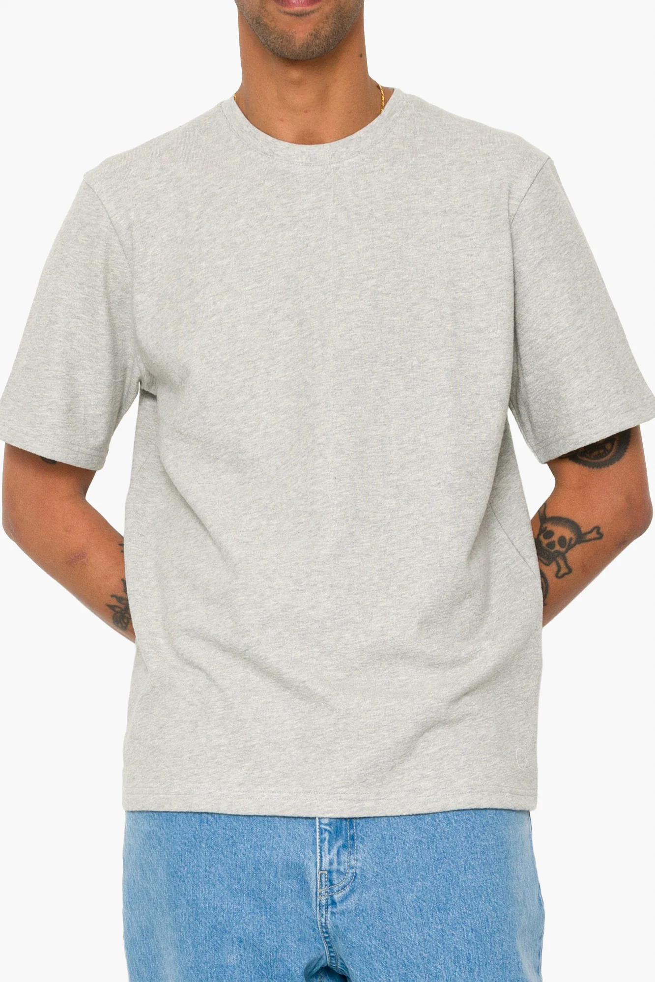 Short Sleeve Textured T-Shirt - Light Grey Melange - Image 6