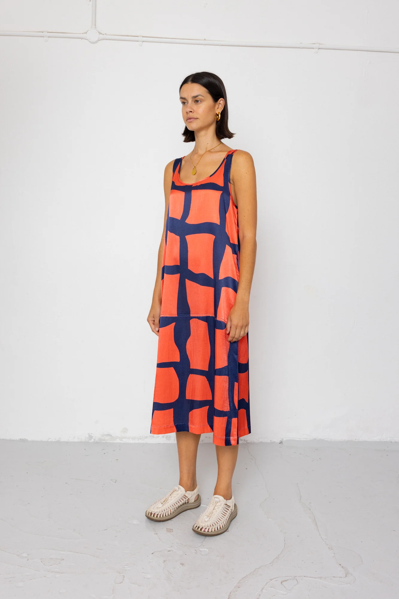 Slip Dress - Abstract Block Print Navy - Image 5