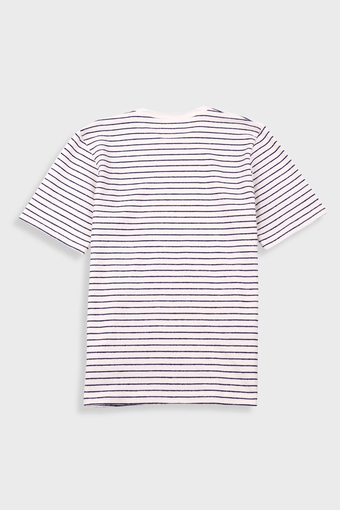 Short Sleeve Textured Striped T-Shirt - Ecru Navy - Image 10