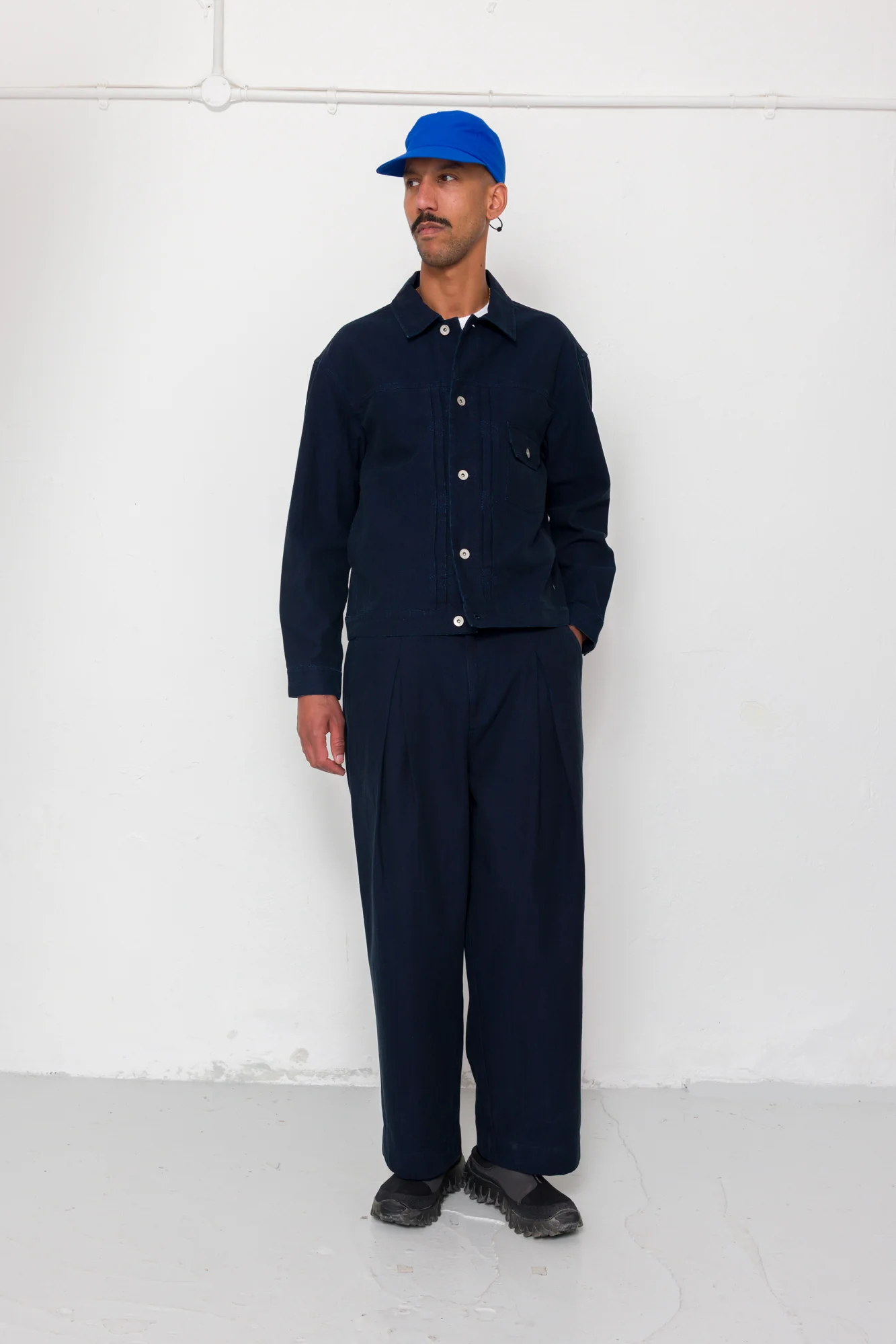 Trucker Jacket - Deep Indigo Herringbone - Image 3