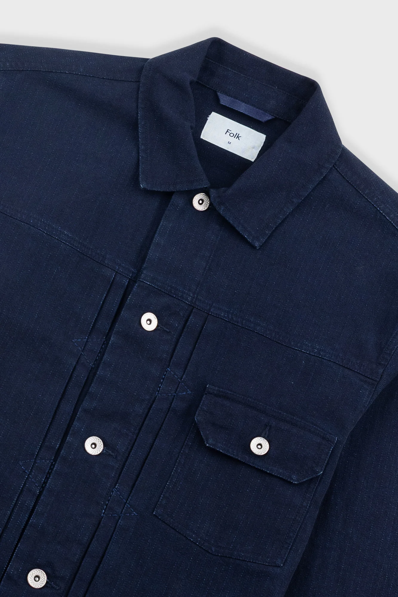 Trucker Jacket - Deep Indigo Herringbone - Image 5