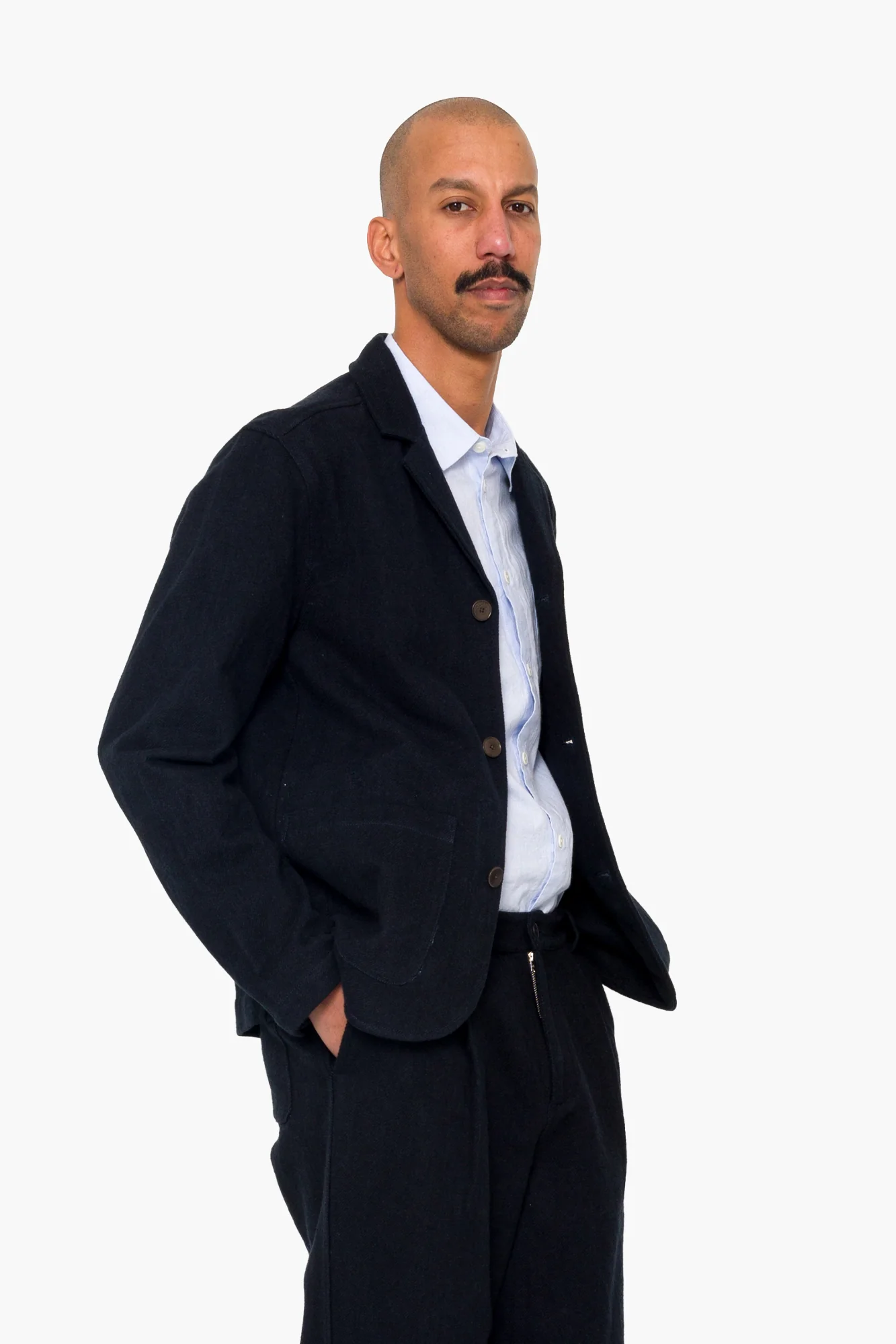 Wide Fit Blazer - Ash Navy Brushed Twill - Image 6