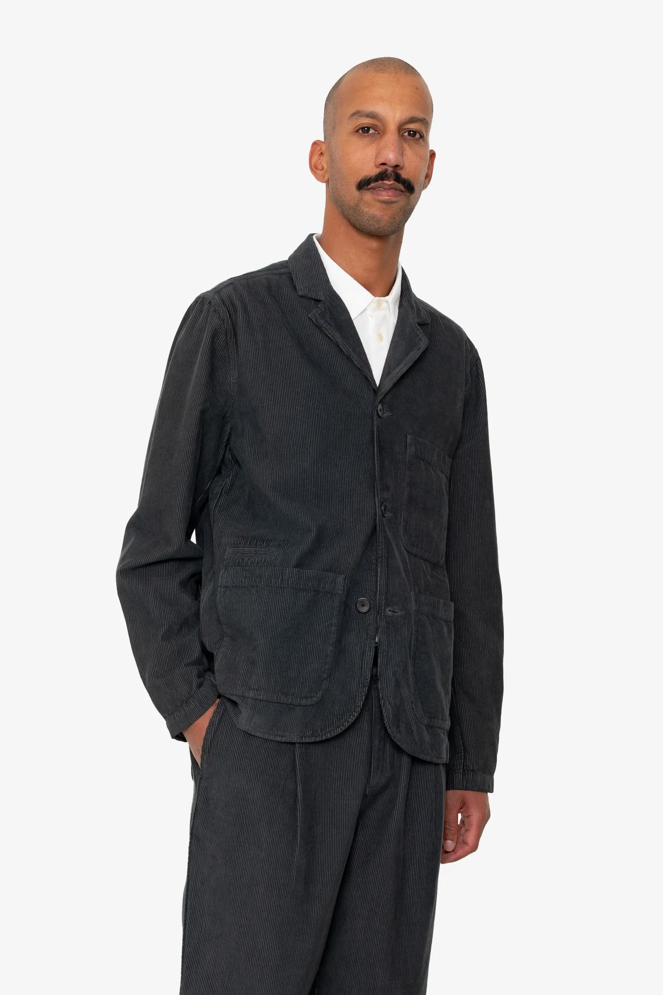 Wide Fit Blazer - Smoke Grey Cord - Image 6