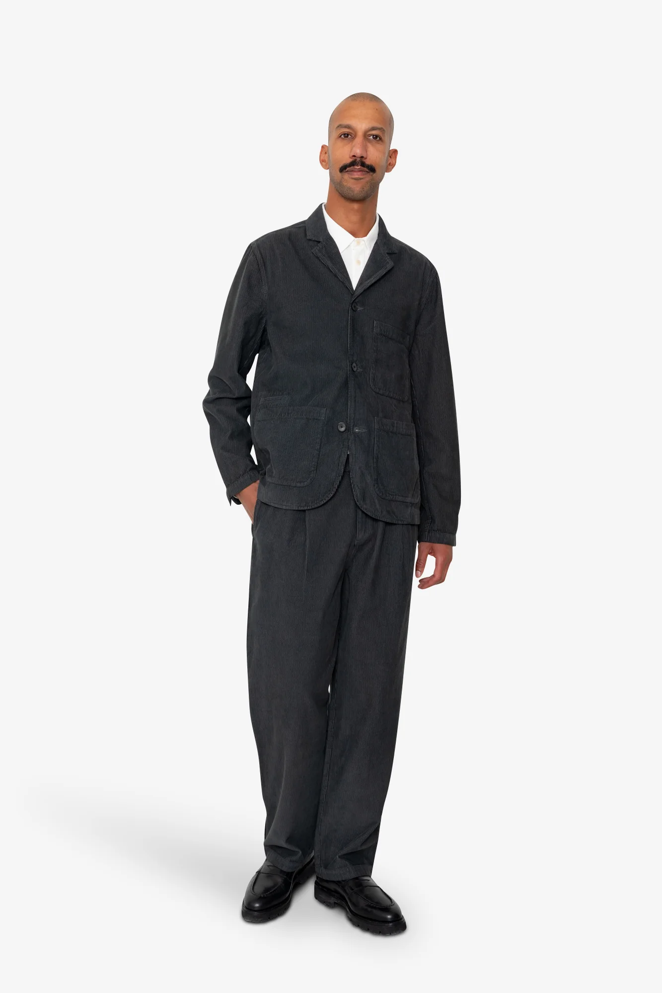 Wide Fit Blazer - Smoke Grey Cord - Image 7