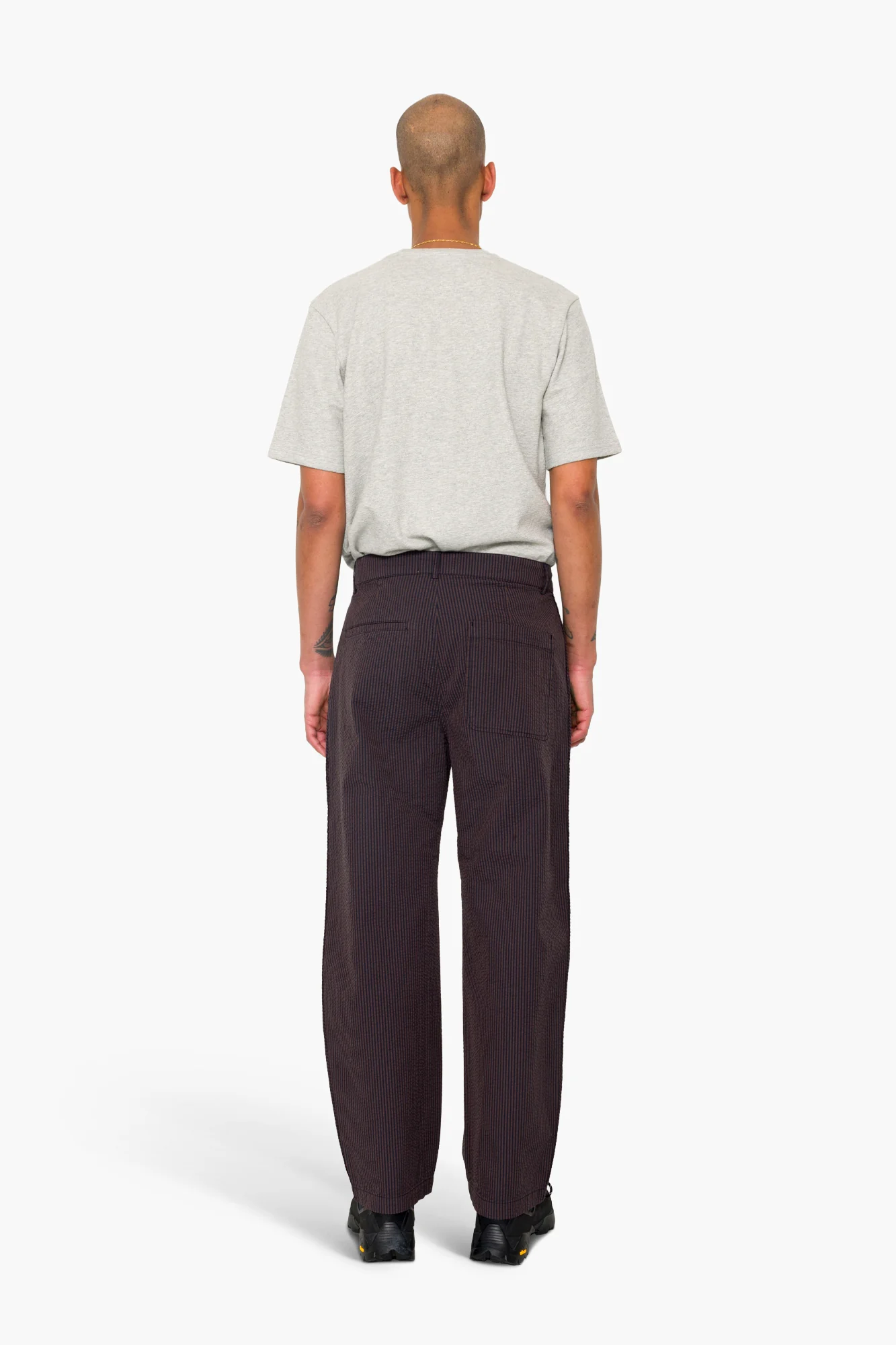 Wide Fit Trouser - Navy Brown Stripe - Image 10