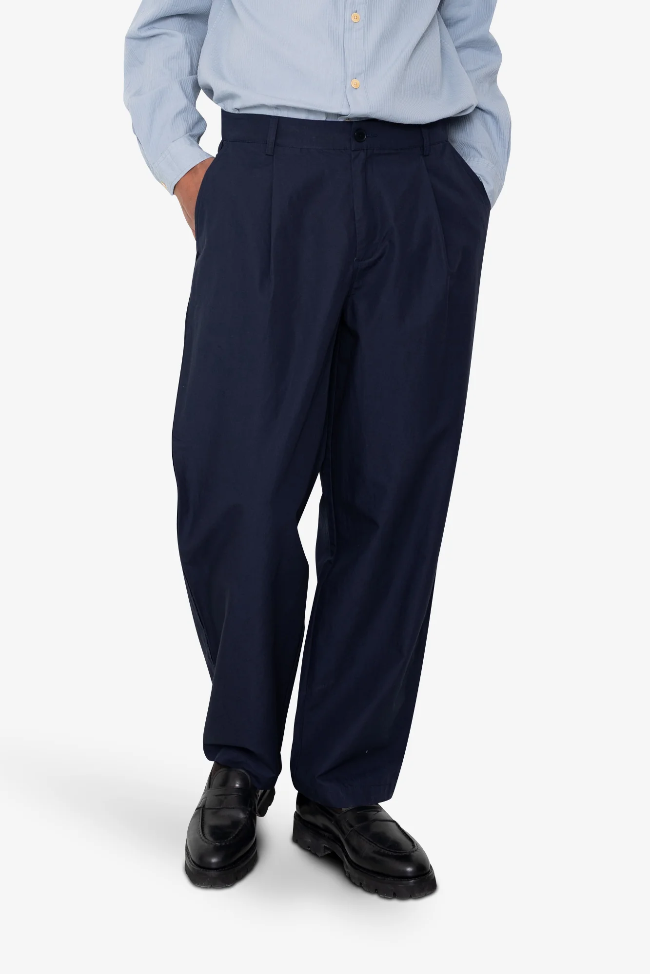 Wide Fit Trouser - Navy Tech Slub - Image 8