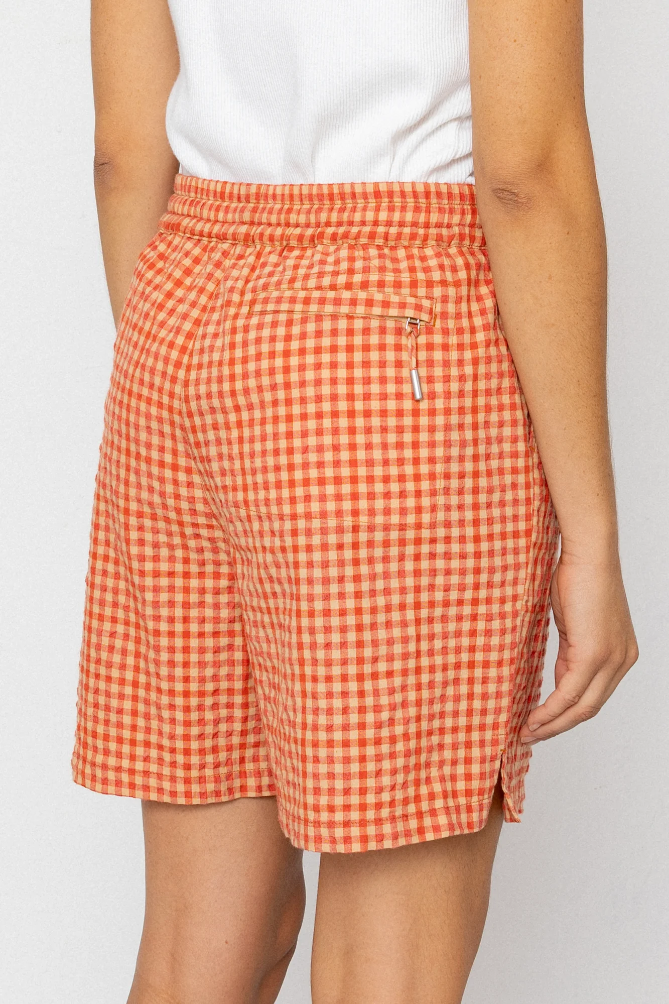 Wide Signal Shorts - Red Oxide Textured Check - Image 8