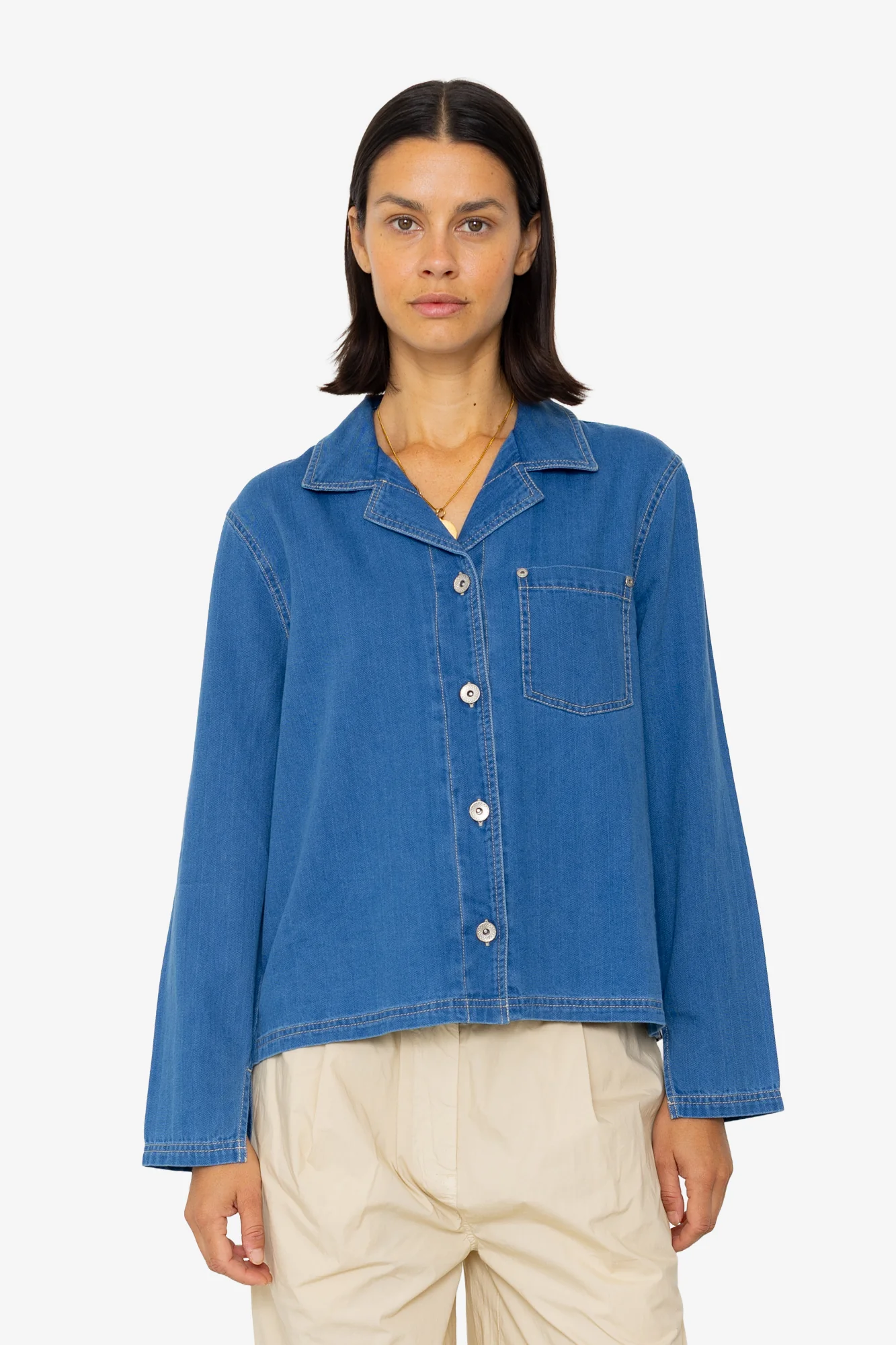 Worker Overshirt - Denim Herringbone - Image 7