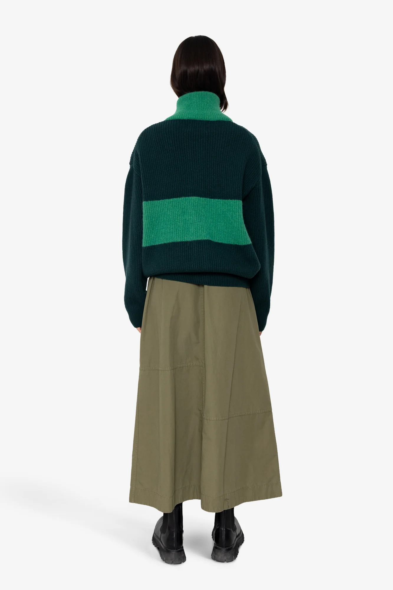 Zip Through Jumper - Dark Green Bright Green - Image 8