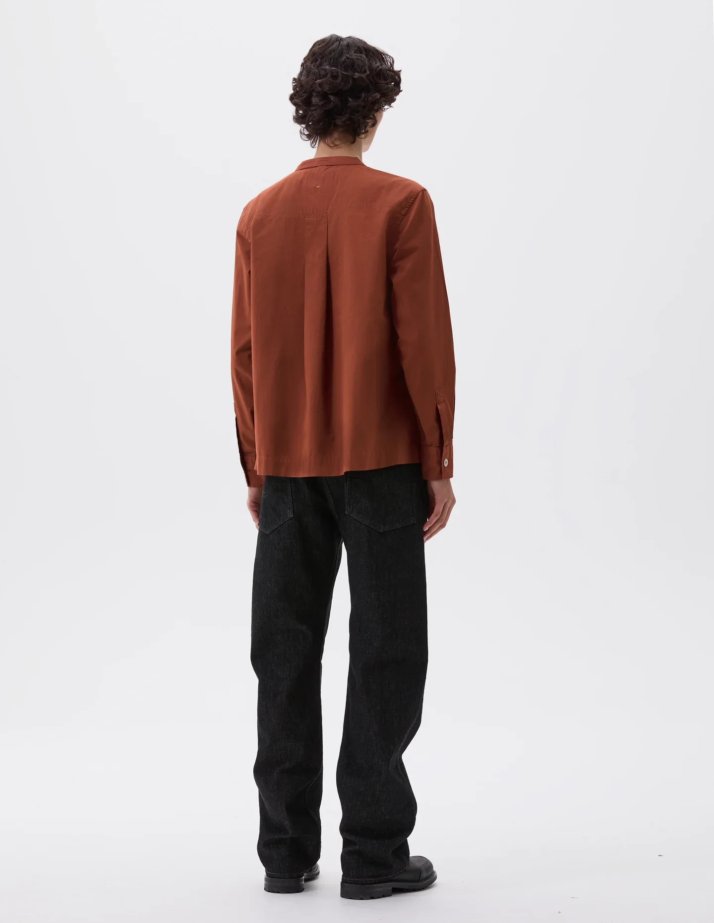 MHL | Button Through Collarless Shirt - Brick - Image 4