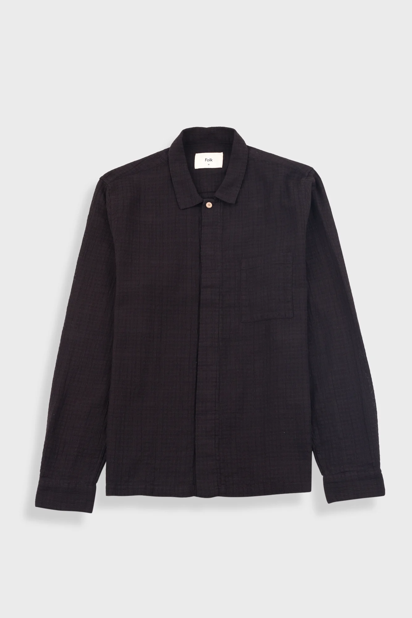 Patch Shirt - Soft Black Open Weave Check