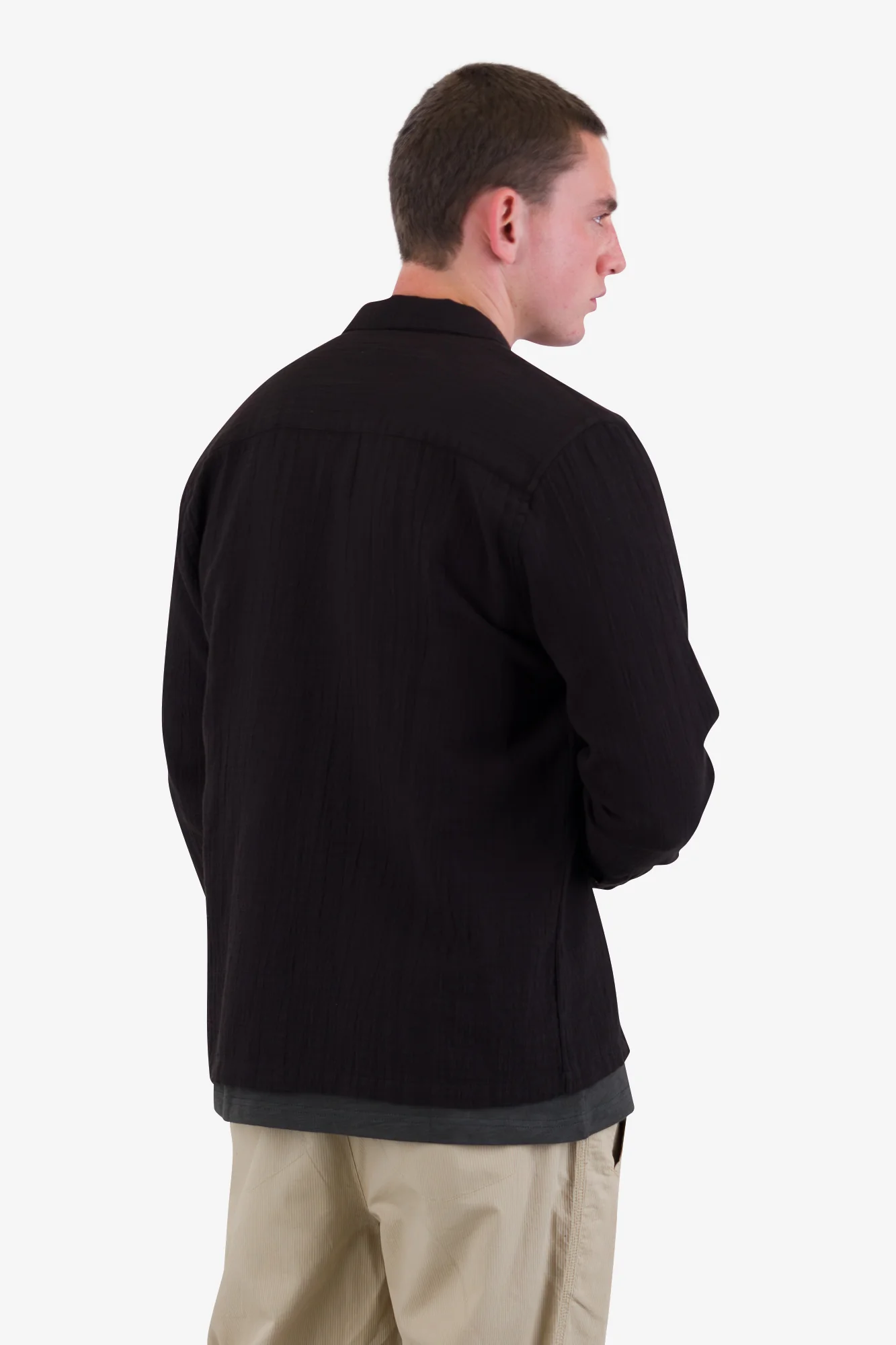 Patch Shirt - Soft Black Open Weave Check - Image 8