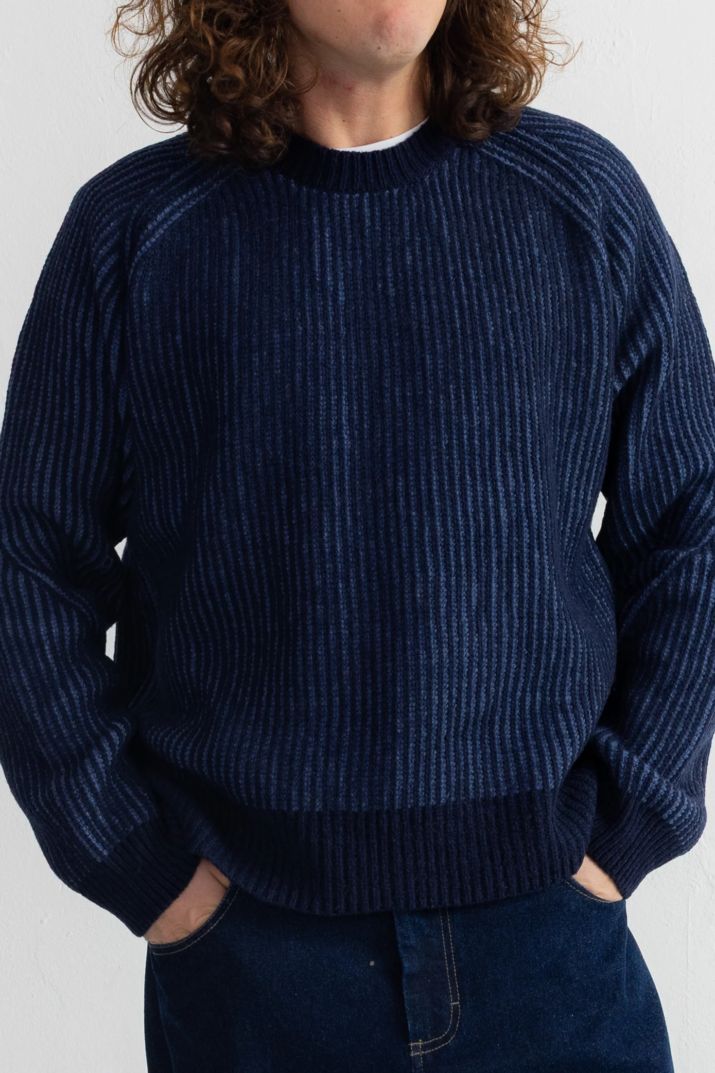 Plated Rib Crew - Navy / Soft Blue - Image 5
