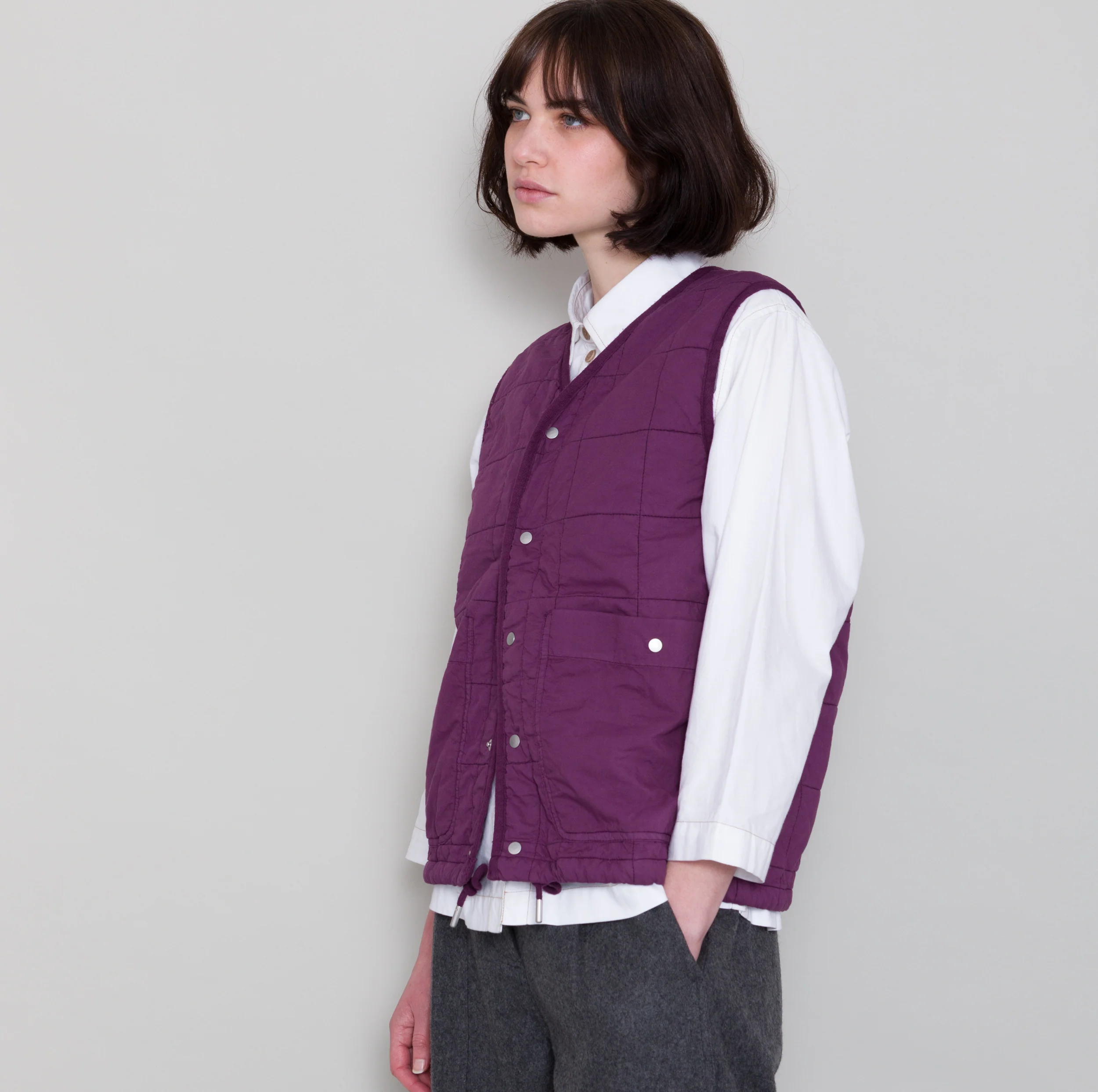 Qulited Boxy Gilet - Wine - Image 6
