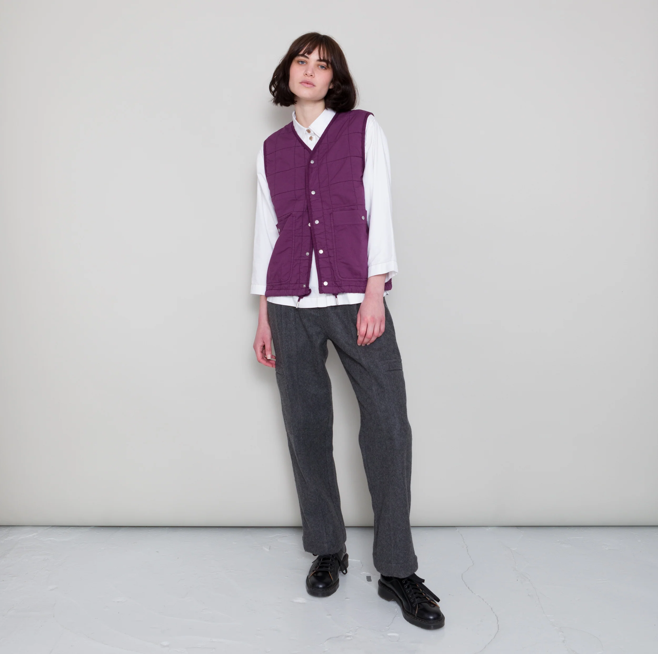 Qulited Boxy Gilet - Wine - Image 8