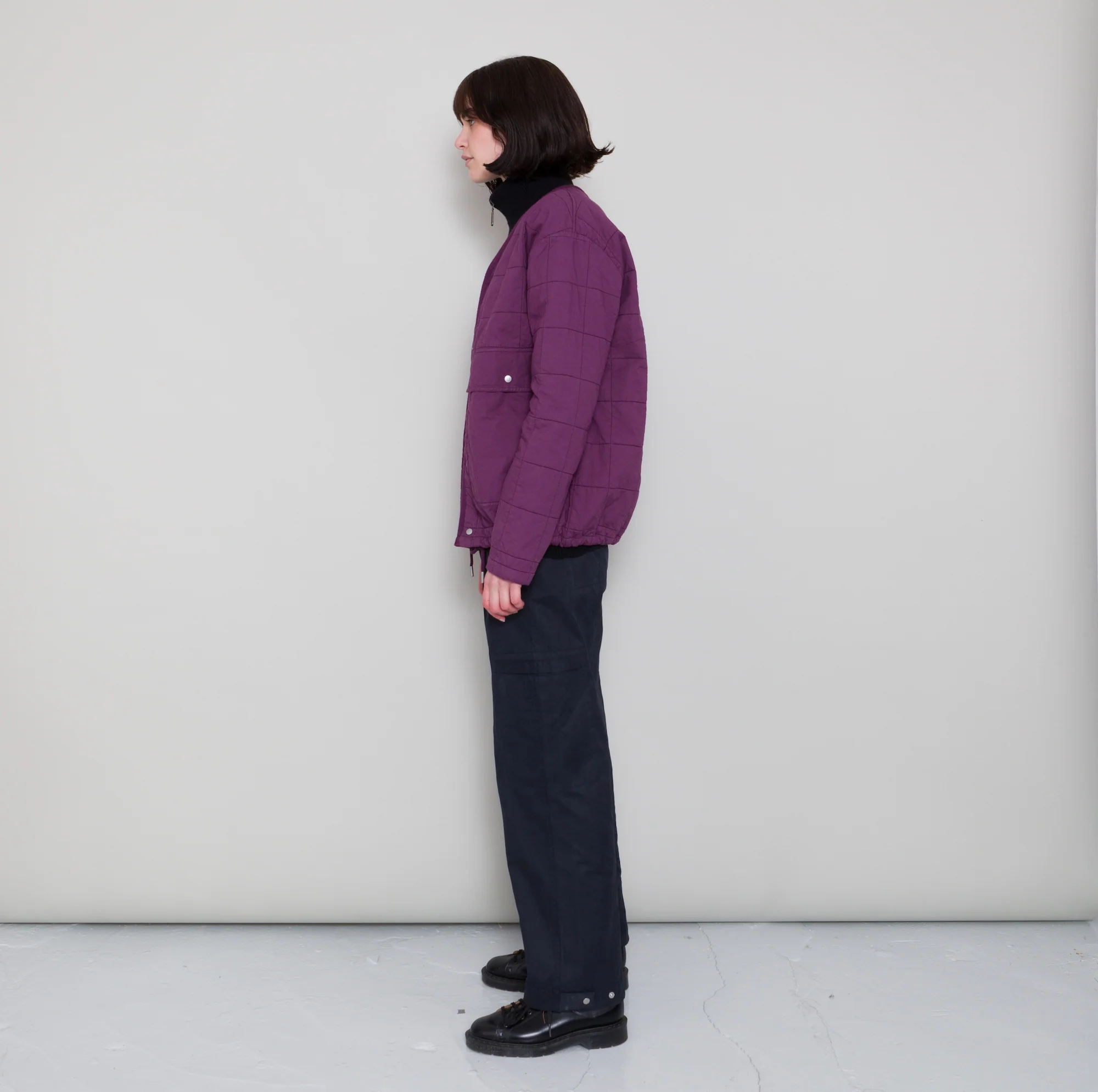 Qulited Boxy Jacket - Wine - Image 4