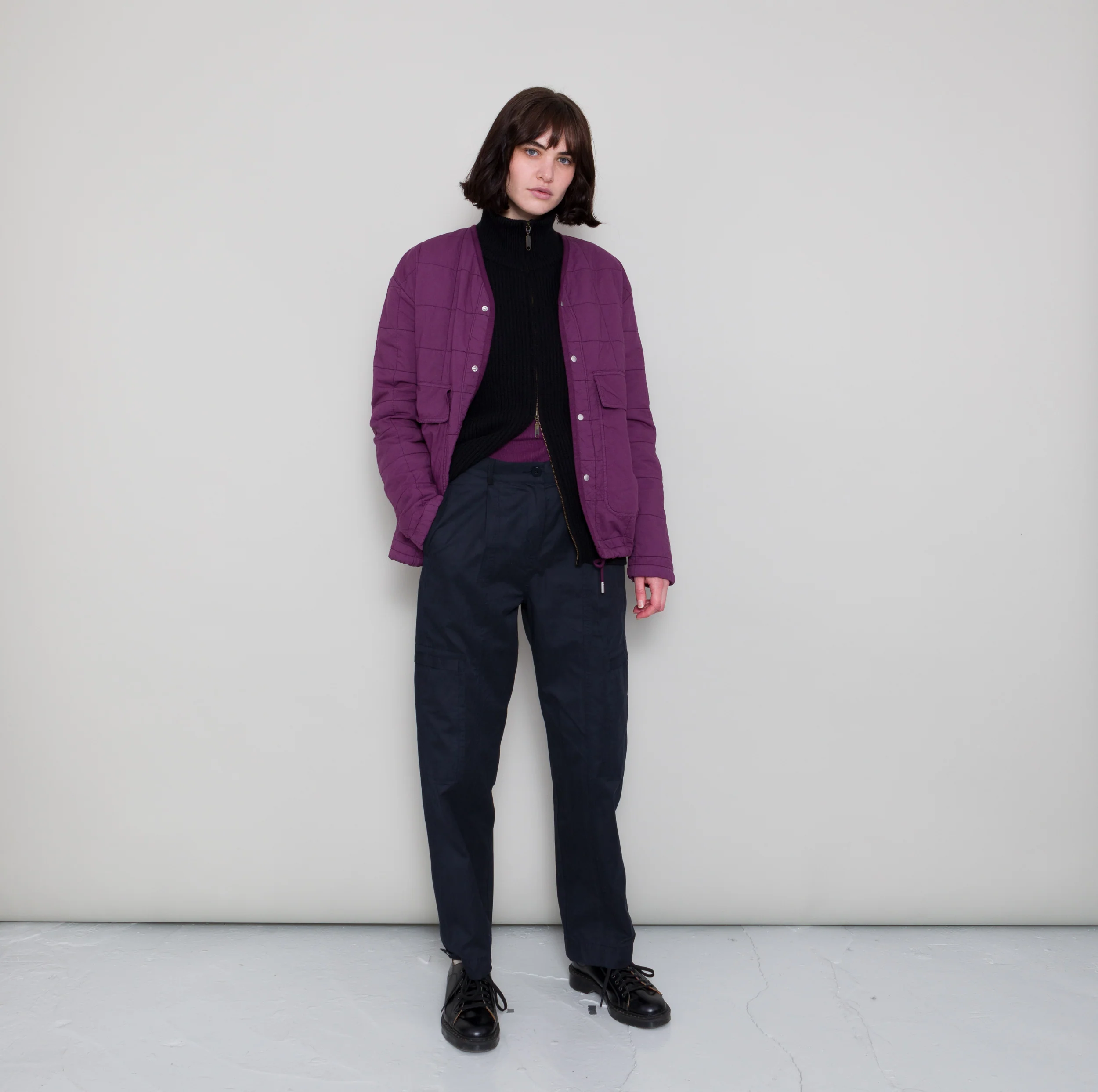 Qulited Boxy Jacket - Wine - Image 7