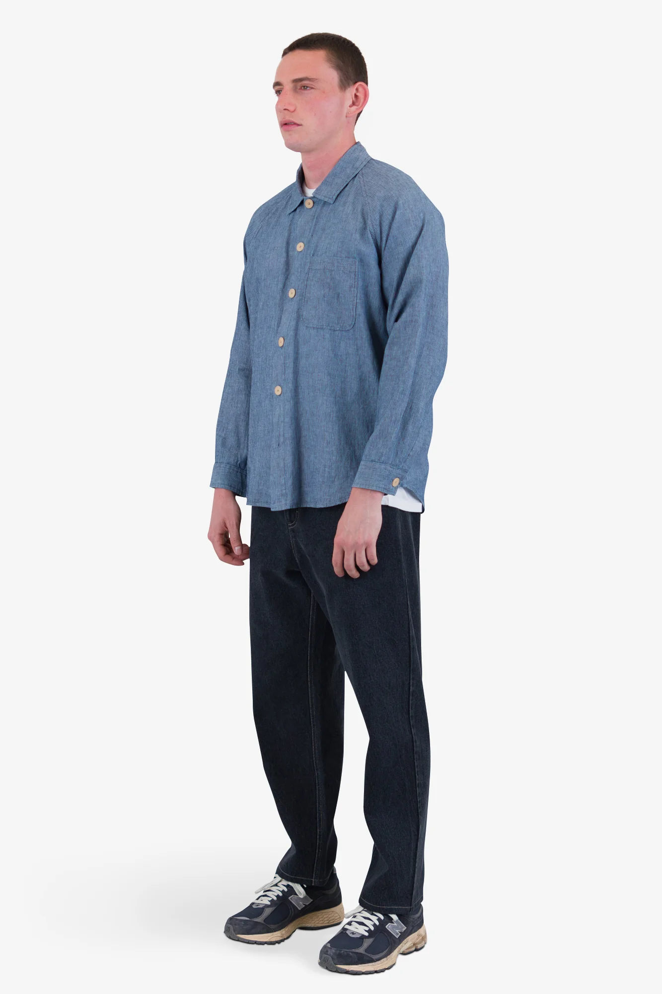 Raglan Shirt - Washed Indigo Stripe - Image 4