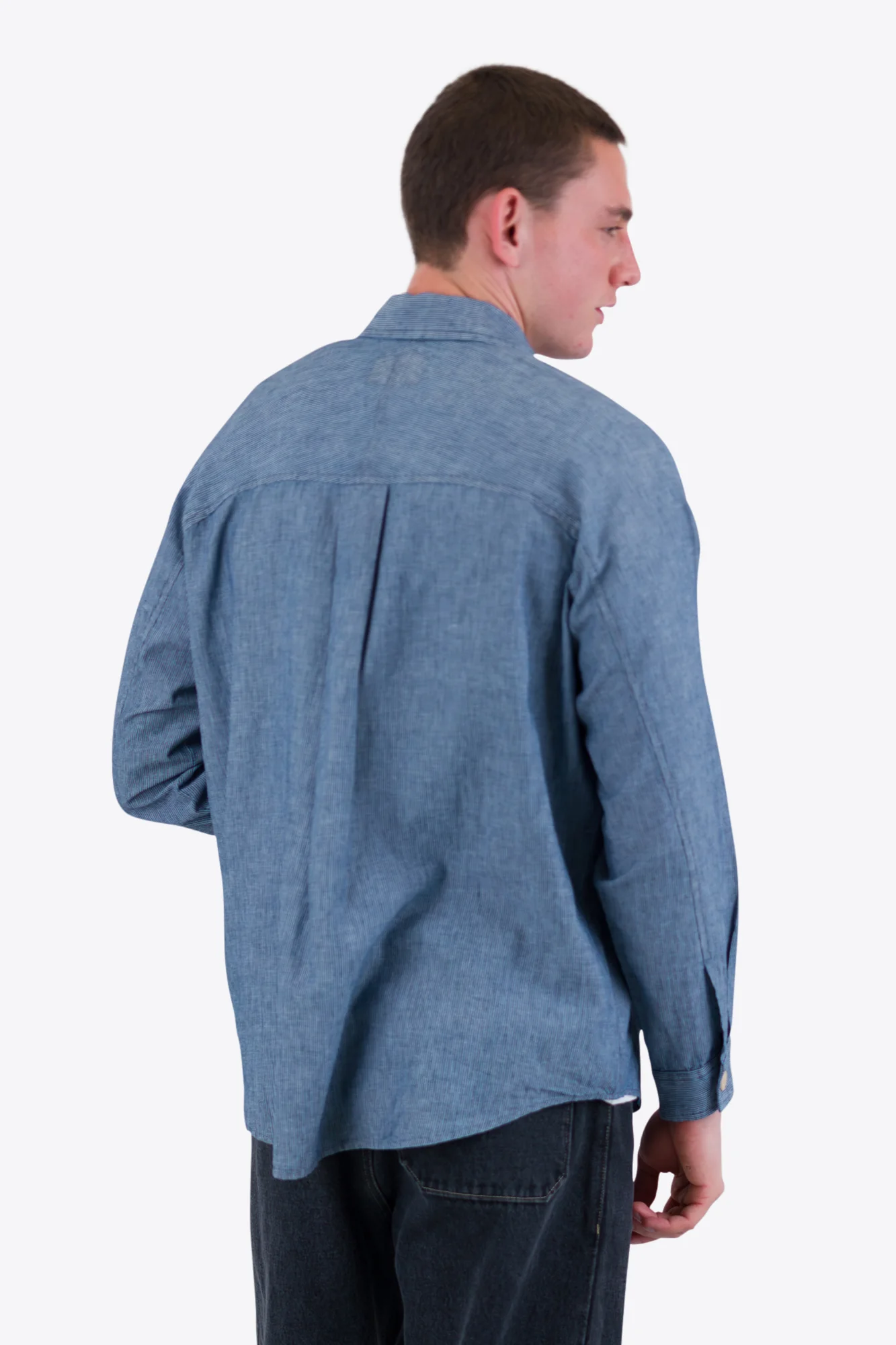Raglan Shirt - Washed Indigo Stripe - Image 9