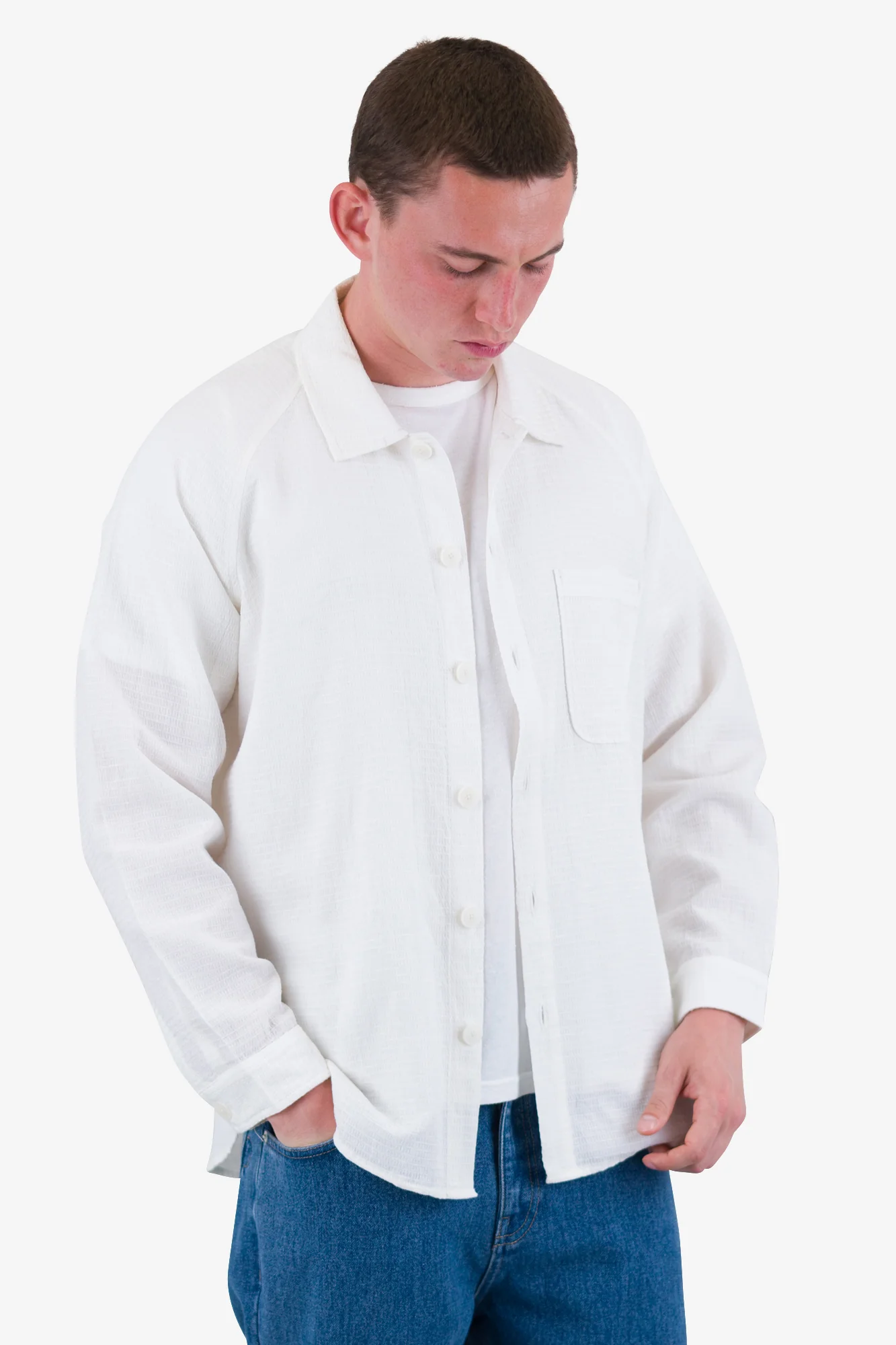Raglan Shirt - White Dropstitch Waffle - Image 6