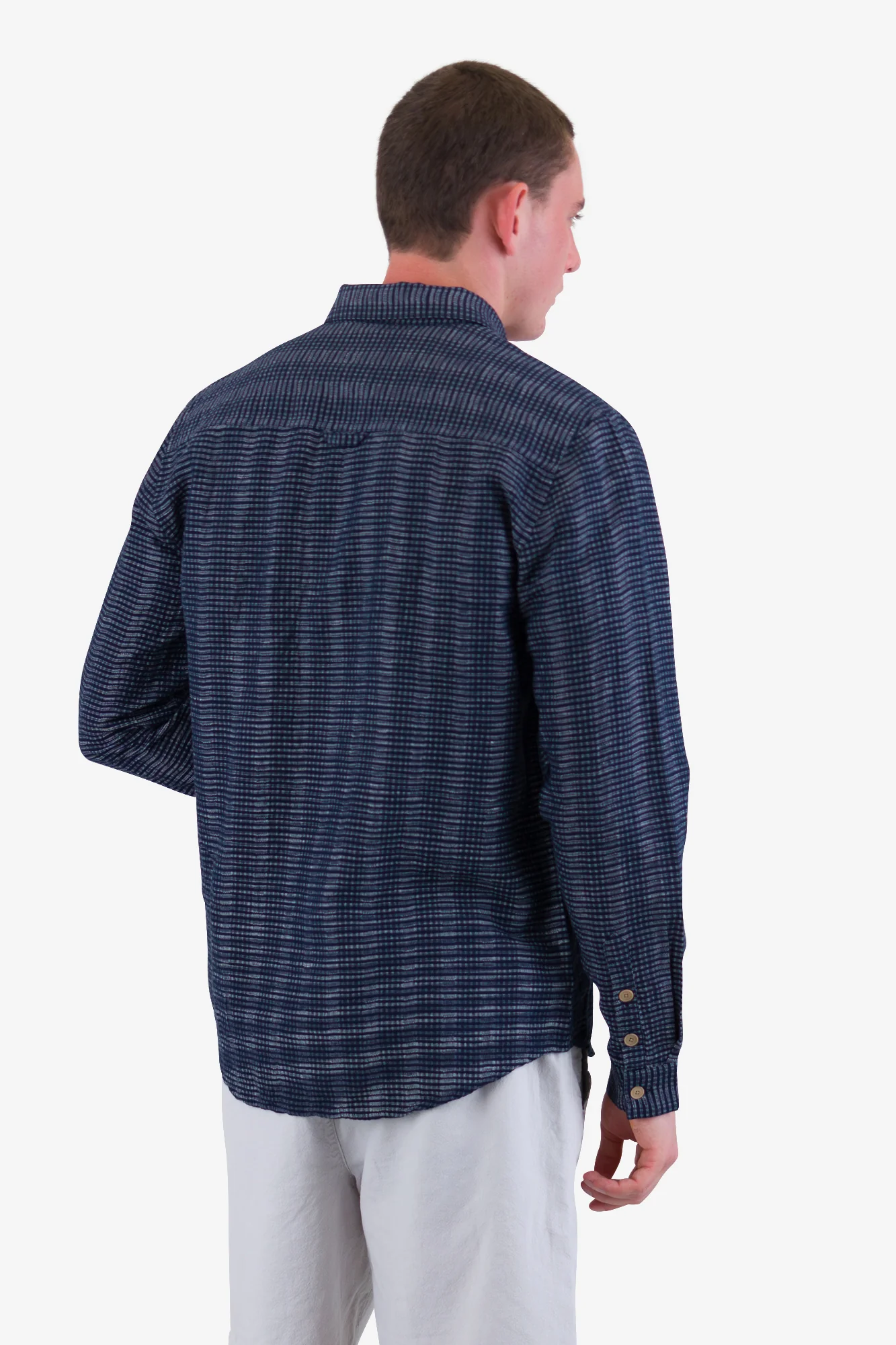 Relaxed Fit Shirt - Navy Textured Stripe - Image 9