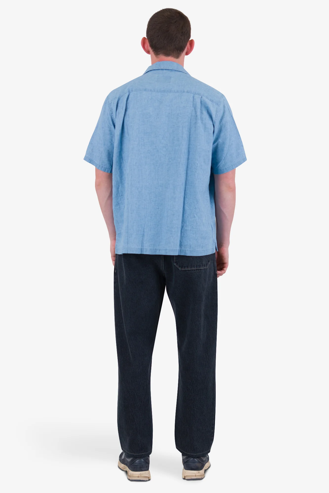 Relaxed Soft Collar Shirt - Indigo Microcheck - Image 5