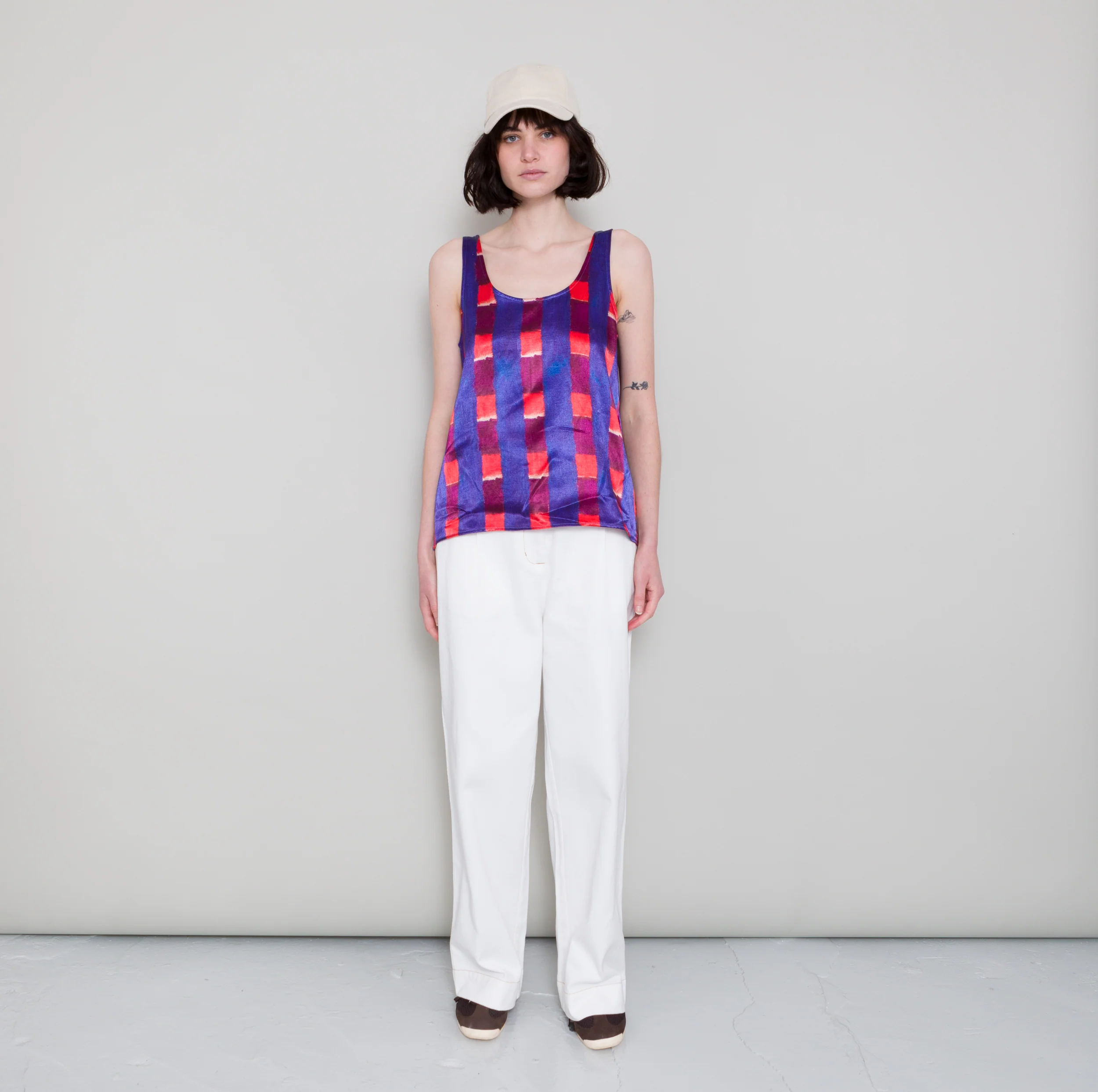 Scoop Back Vest - Painted Gingham Satin - Image 2