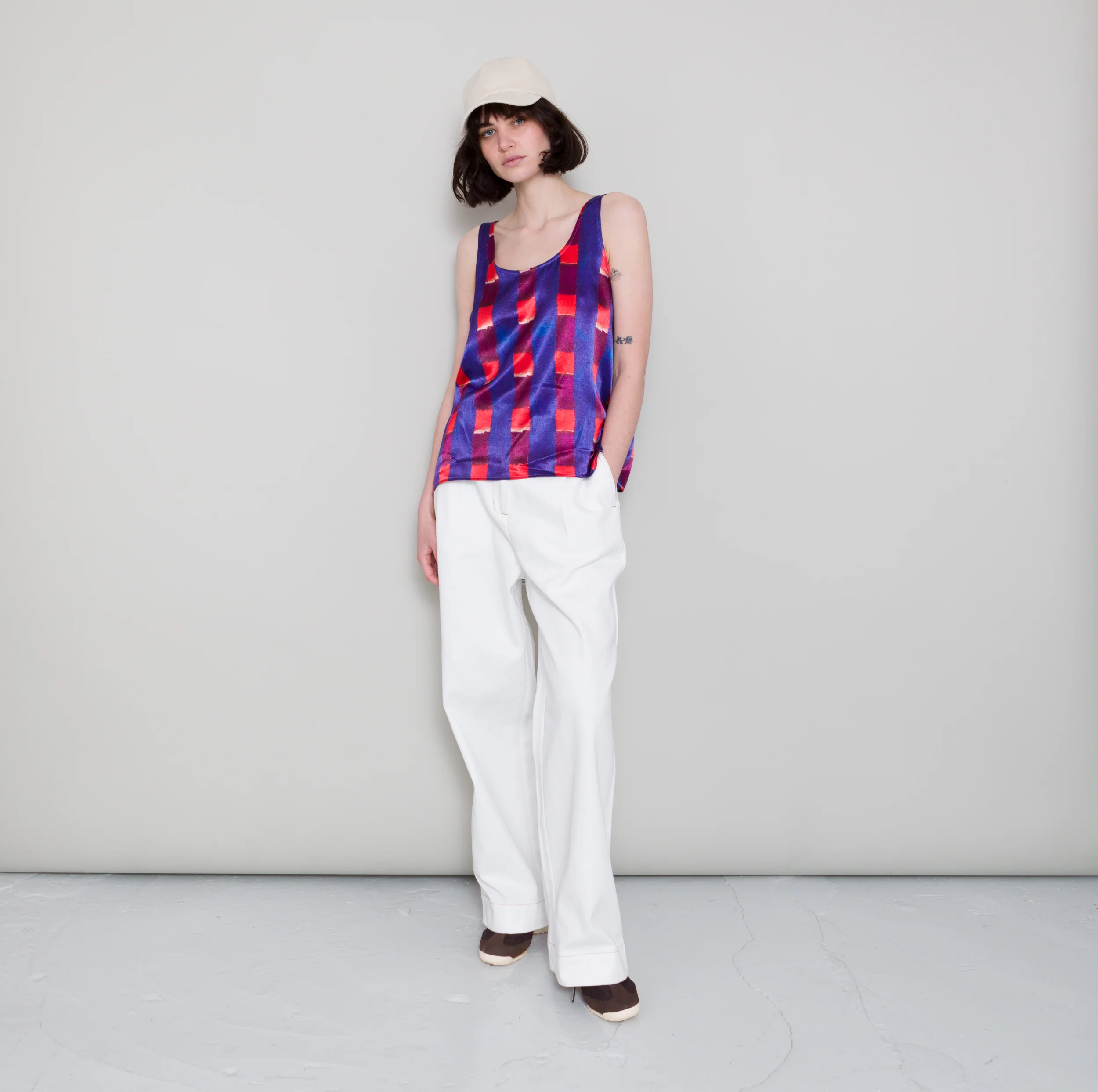 Scoop Back Vest - Painted Gingham Satin - Image 4