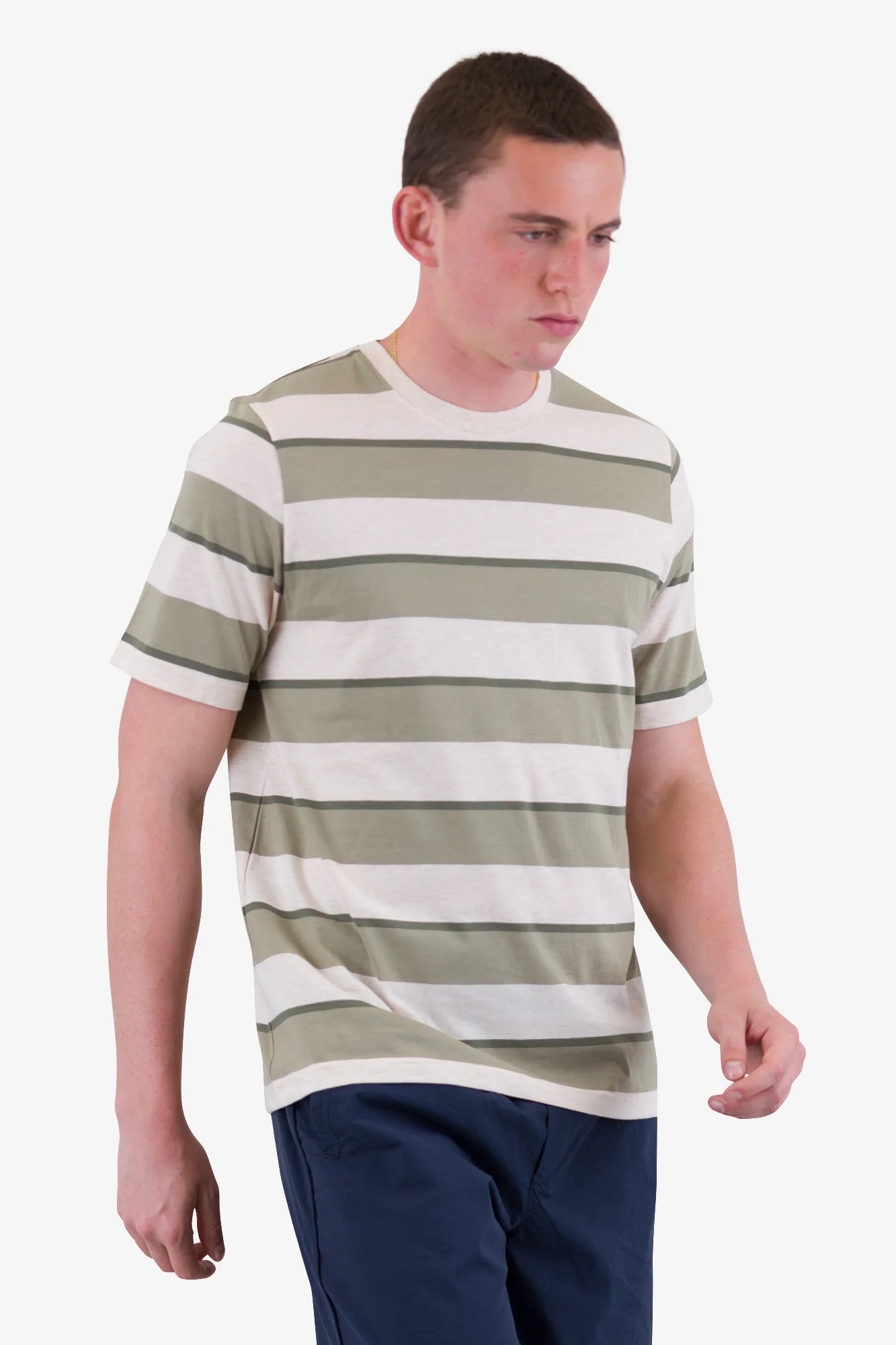 Shadow Stripe T-Shirt - Light Sage Melange - Image 6