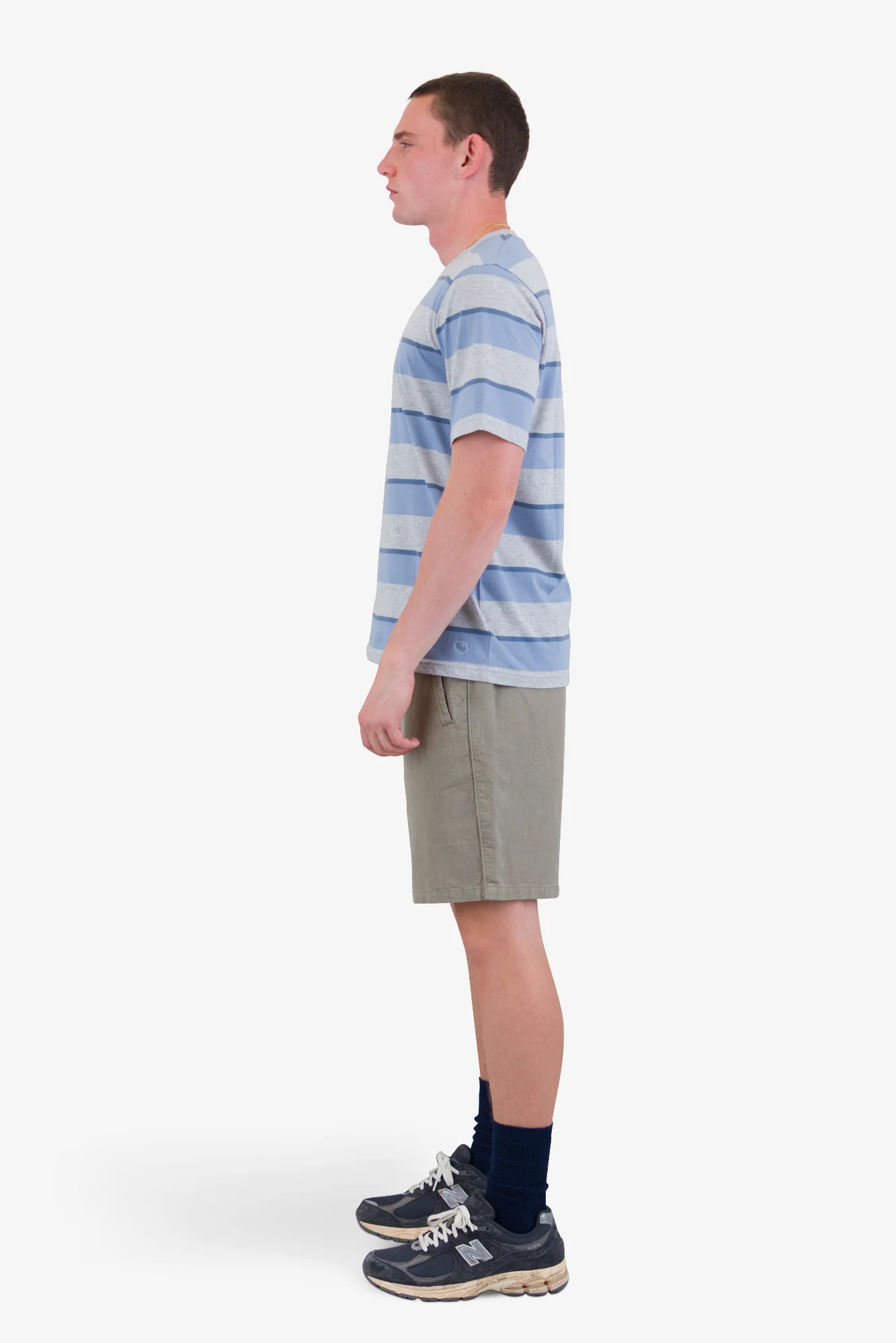 Shadow Stripe T-Shirt - Soft Blue Melange - Image 4