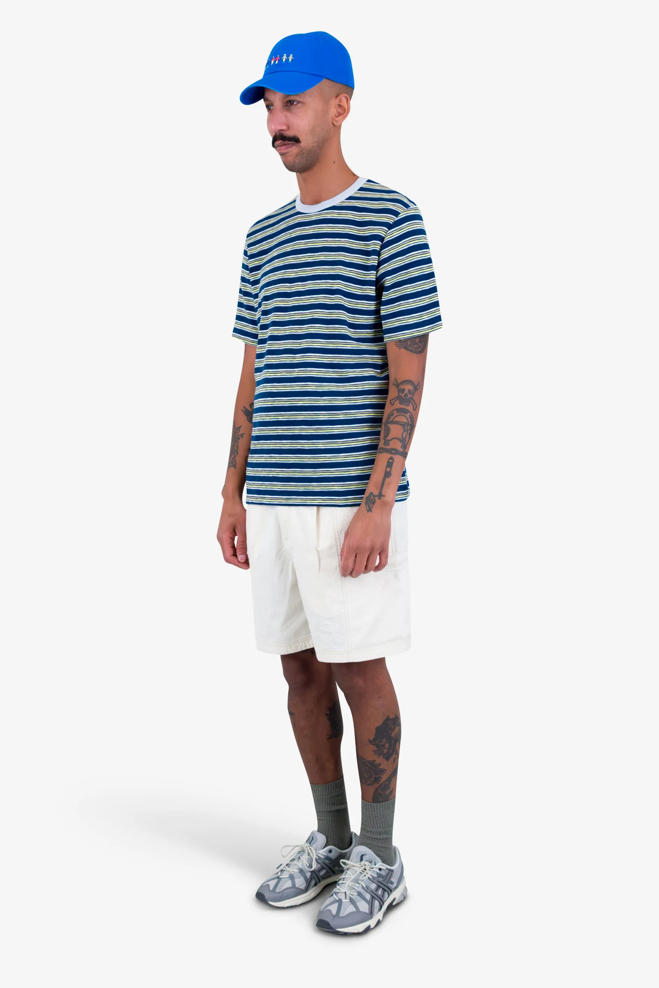 Short Sleeve Multistripe T-Shirt - Deep Blue Mix - Image 3