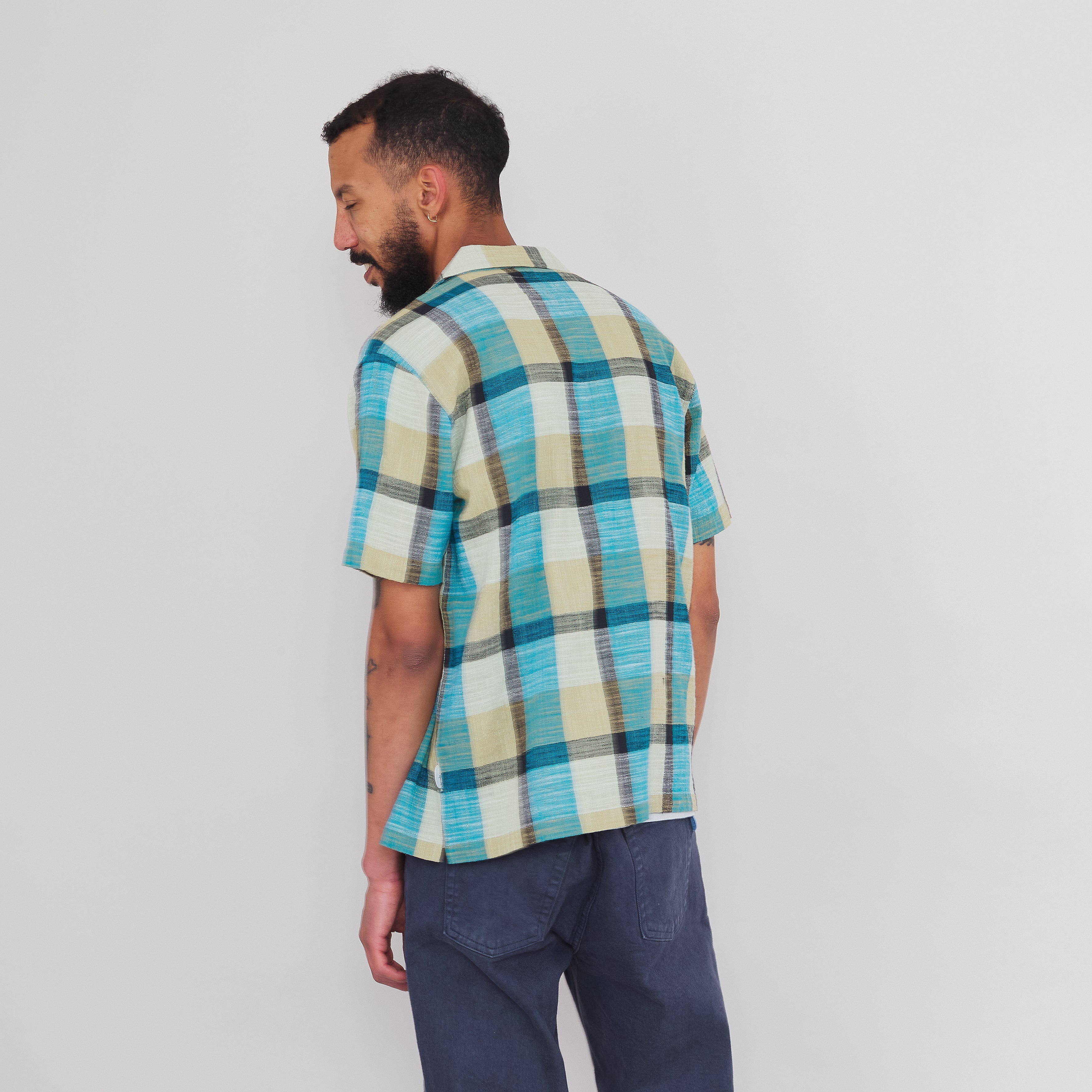 Short Sleeve Soft Collar Shirt - Multigingham Check - Image 2