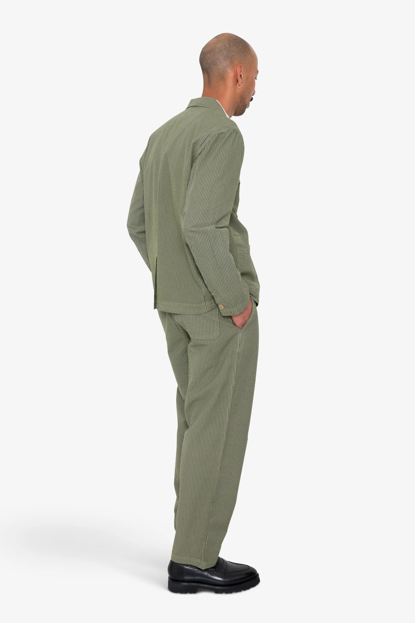 Wide Fit Blazer - Sage Overdyed Stripe - Image 6