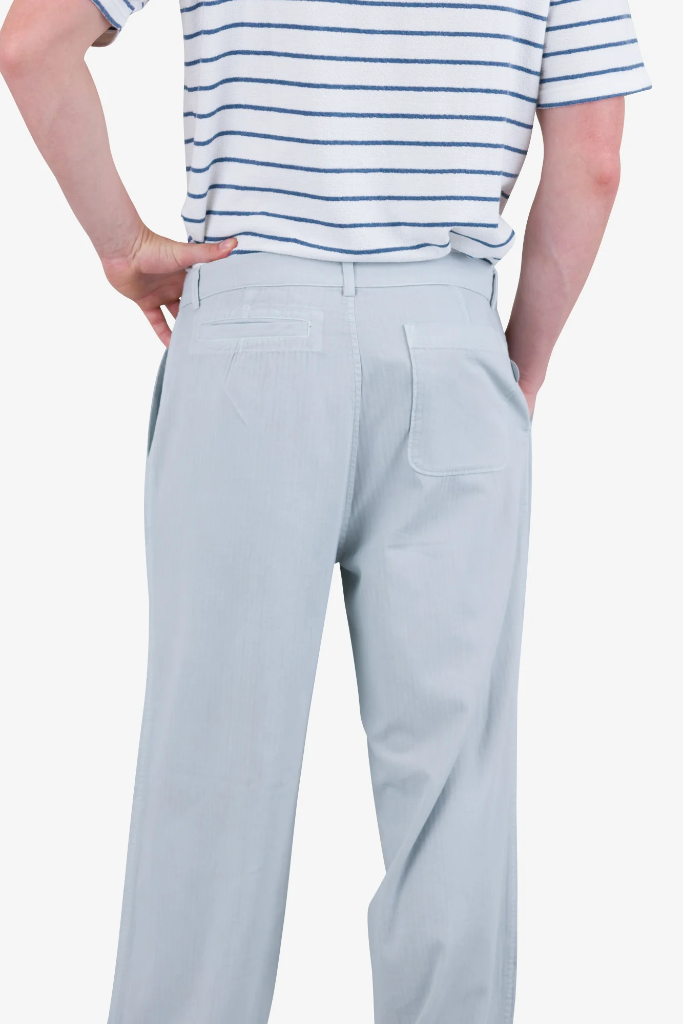 Wide Fit Trouser - Mineral Blue Herringbone - Image 8
