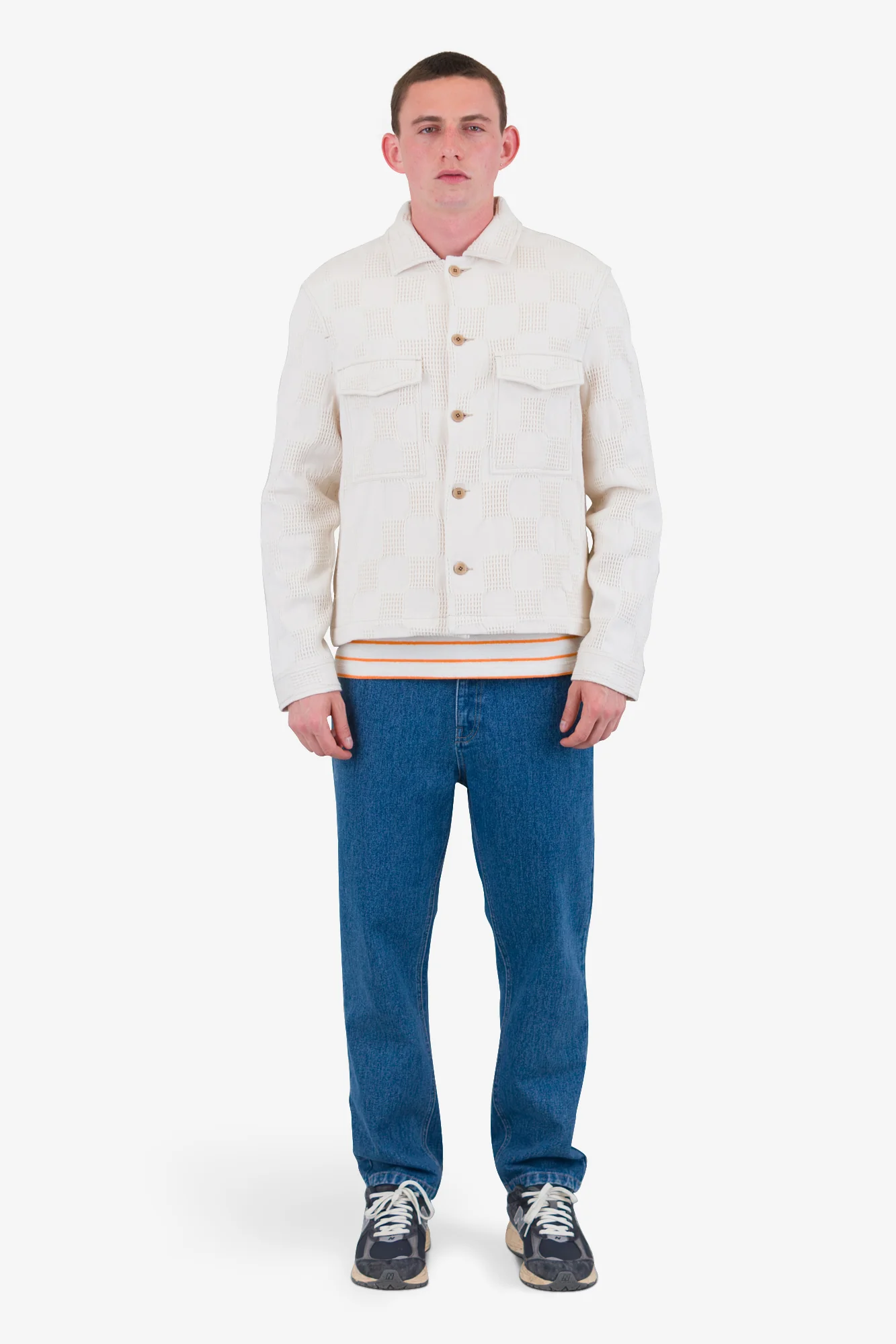 Zaki Jacket - Ecru Waffle Check - Image 2
