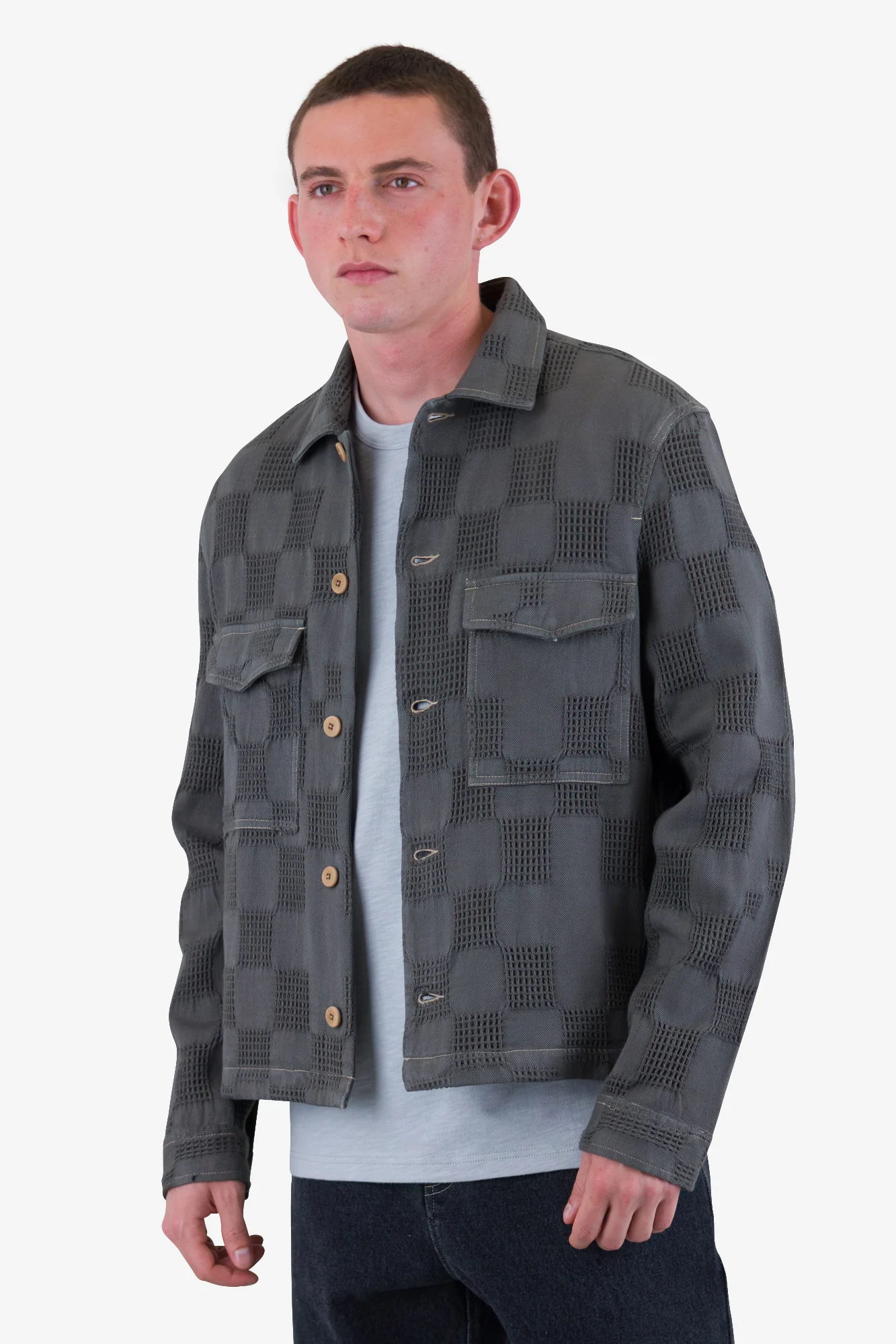 Zaki Jacket - Soft Black Waffle Check - Image 7
